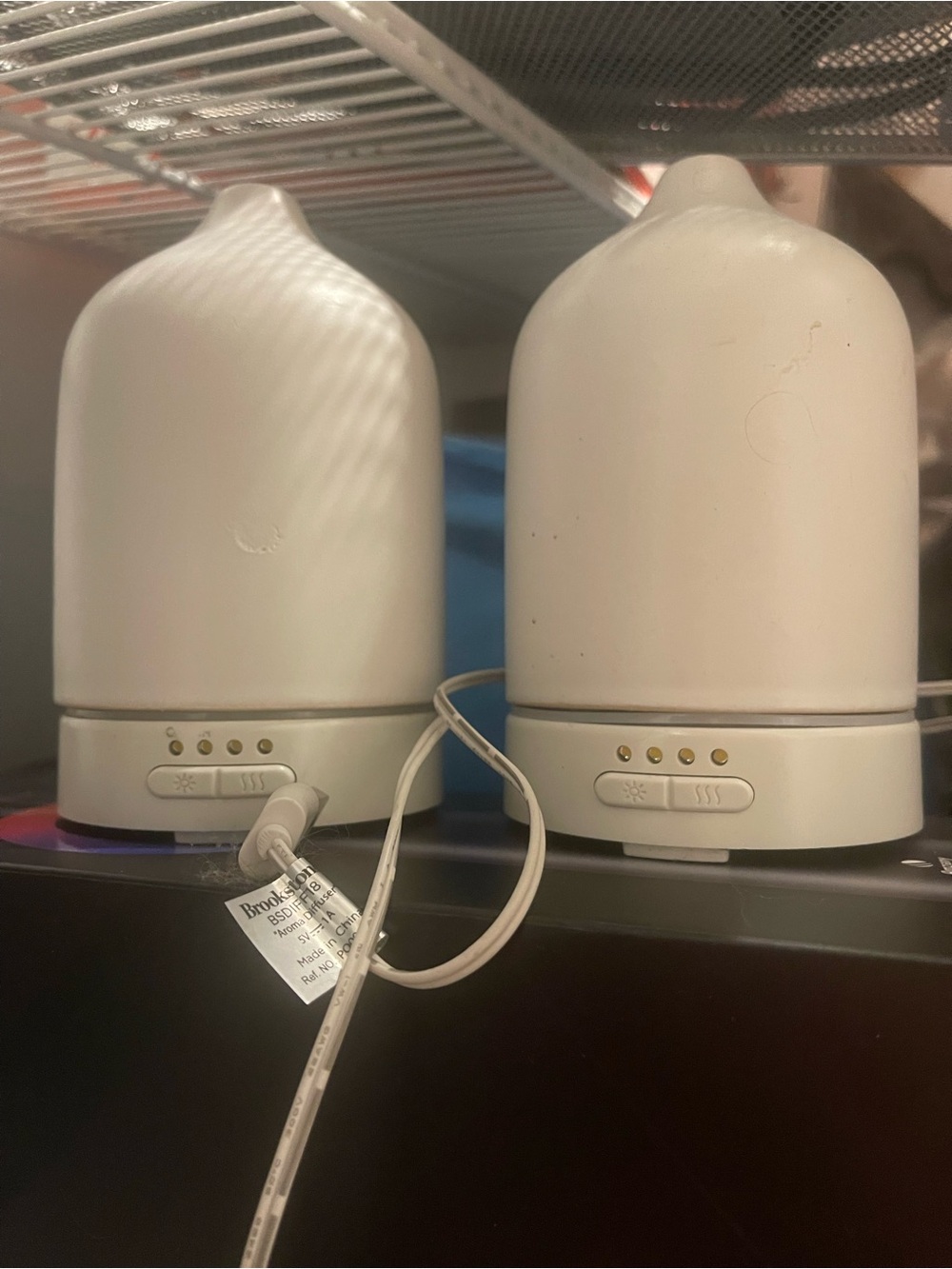 Set of 2 White Brookstone Ceramic Aroma Diffusers